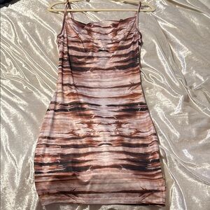 Elegant Brown and Black Striped Dress